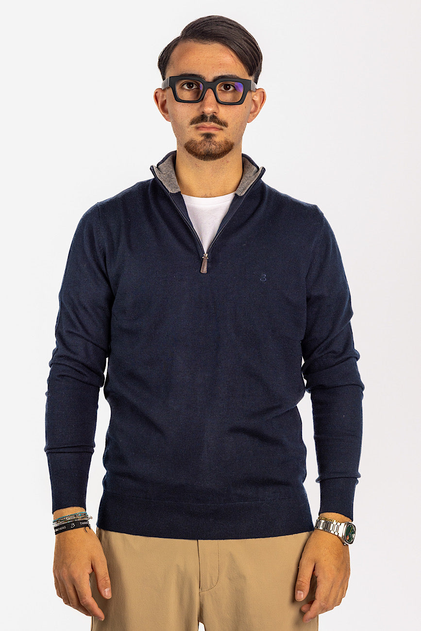 Wool Blend Half Zip Pullover<tc>"€20 discount on the second"</tc> | Blue 20