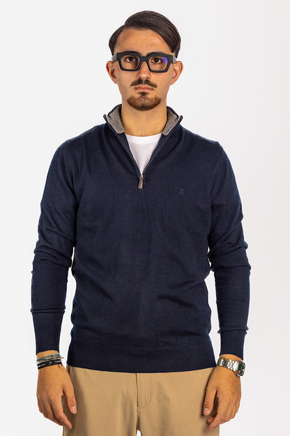 Pull demi-zippé en laine mélangée <tc>"20€ de réduction au deuxième"</tc> | Bleu 20