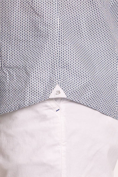 Chemise à motifs semi-mince 100 % coton | Oeil de perdrix gris bleu