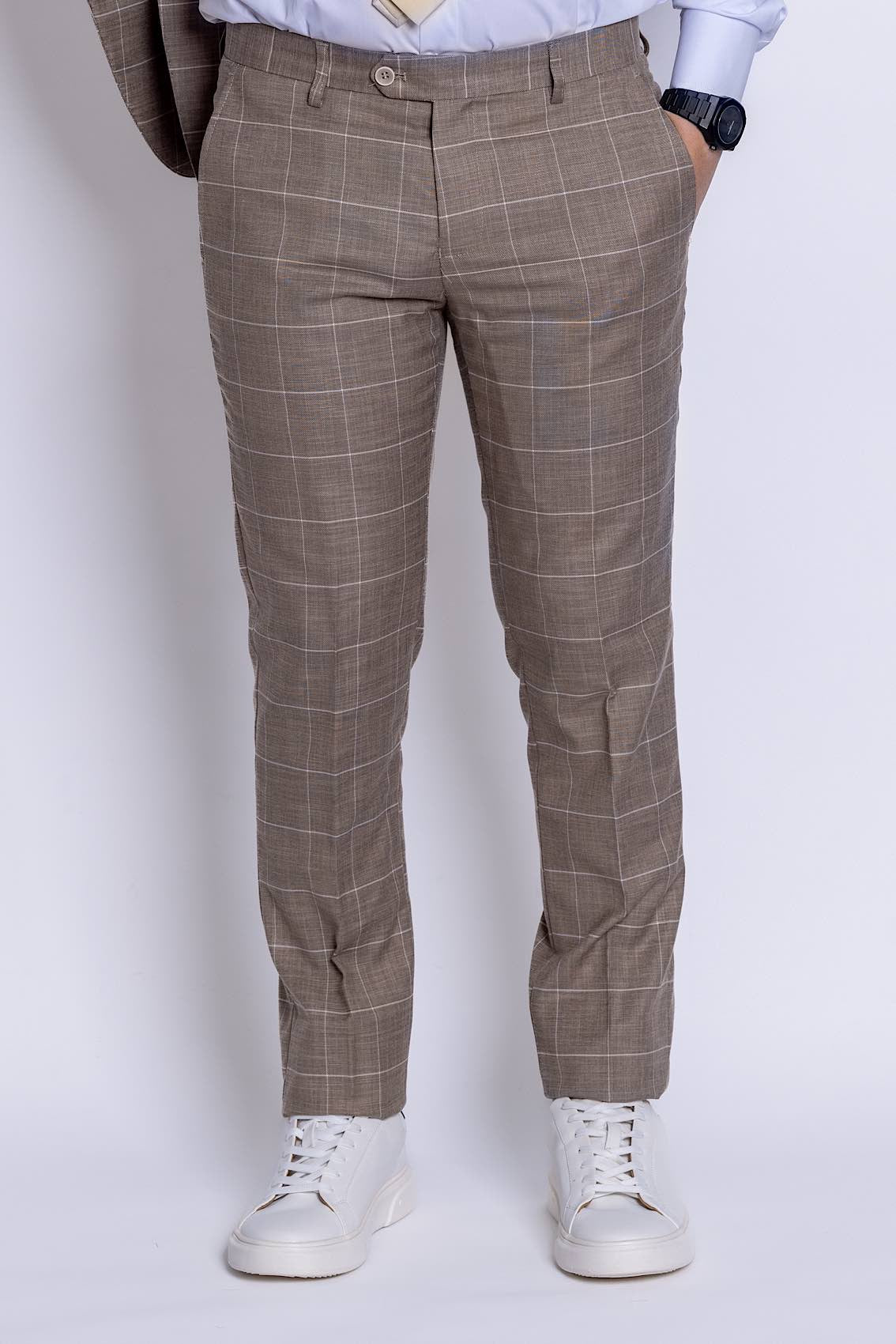 Two Button Prince of Wales Suit | Brownish