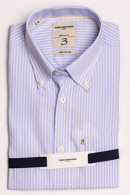 Medium Striped White-Light Blue Regular Fit Shirt