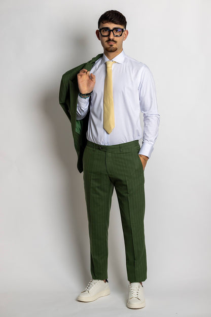 Double Breasted Pinstripe Suit | Green