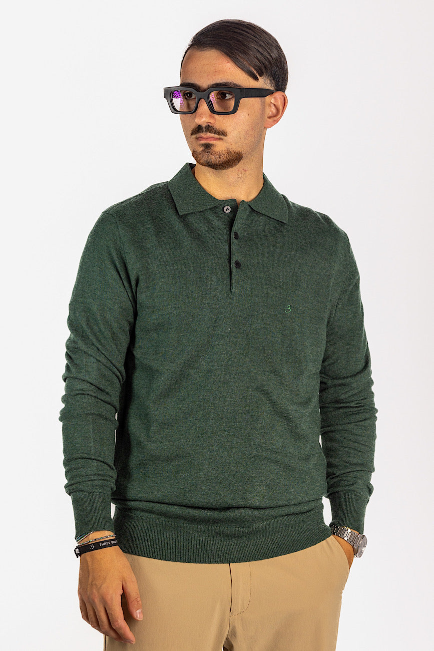 Pull polo en laine mélangée 2 pour 40 € | Vert forêt 12