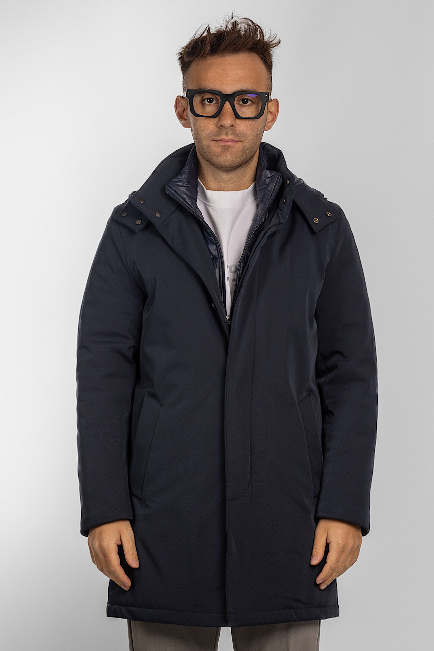 Trench Coat with Detachable Hood | Blue