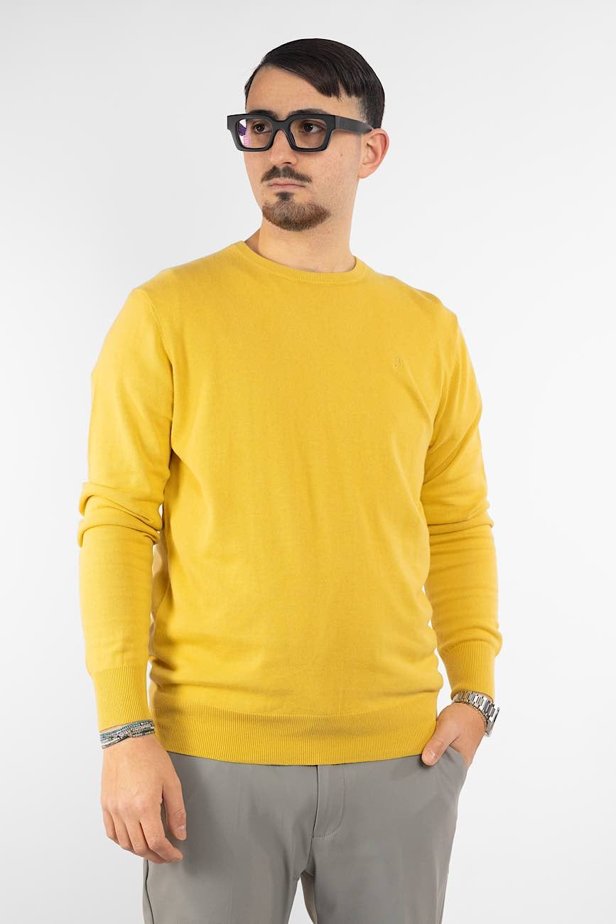 Pullover Girocollo 100% Cotone | 2 per €40 | Giallo 34