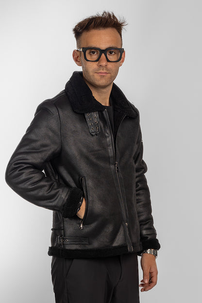 Ecological sheepskin Aviator model | Black