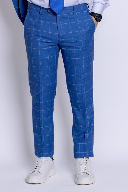 Two Button Prince of Wales Suit | Electric Blue