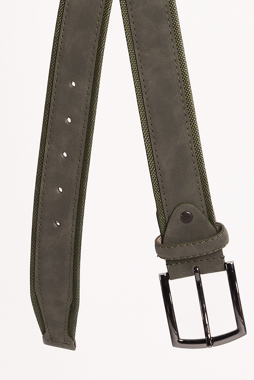 Ceinture en faux cuir double tissu | Vert