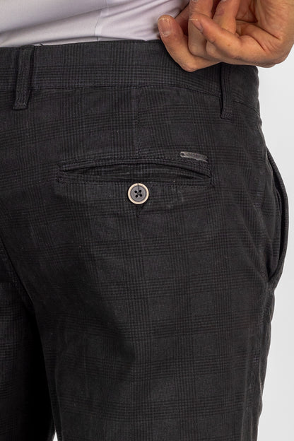 Pantalon slim à carreaux <tc>"20€ de réduction au deuxième"</tc> | Noir