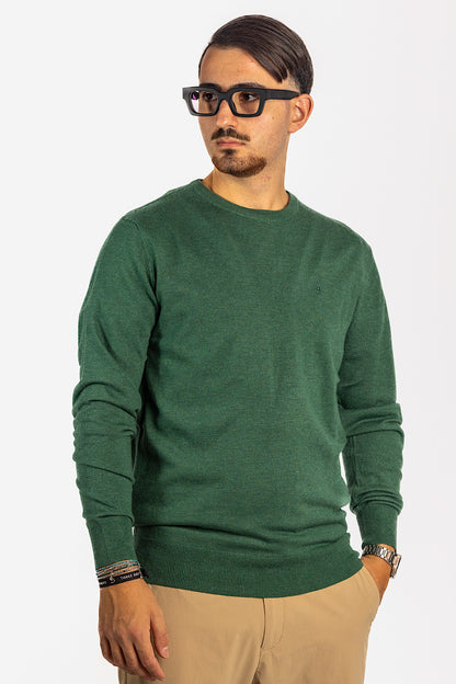 Pull à col rond en laine mélangée <tc>"20€ de réduction au deuxième"</tc> | Vert 21