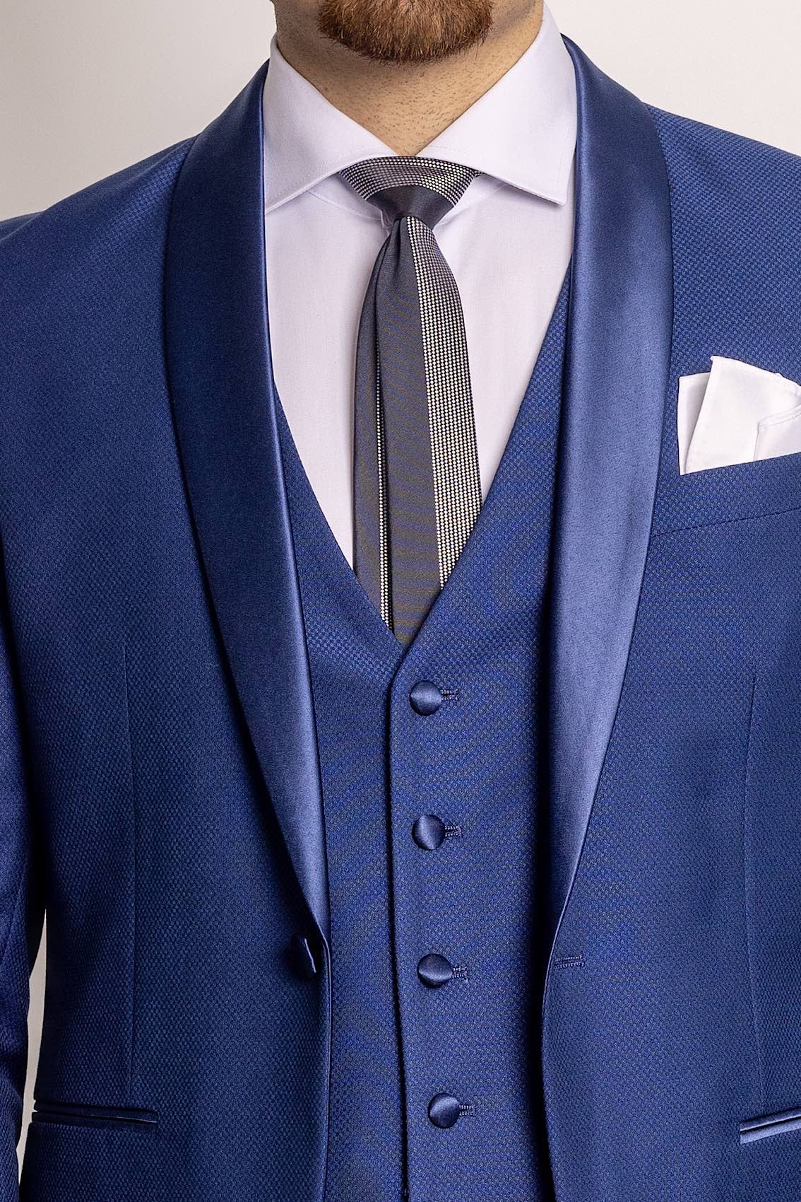 Tuxedo Model Suit With Vest | Electric Blue