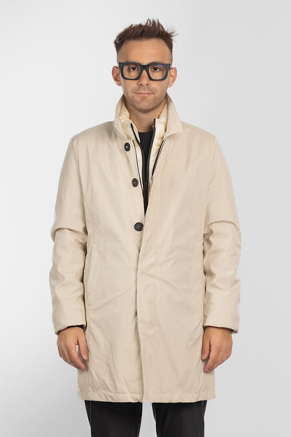 Padded Technical Fabric Trench | Cream