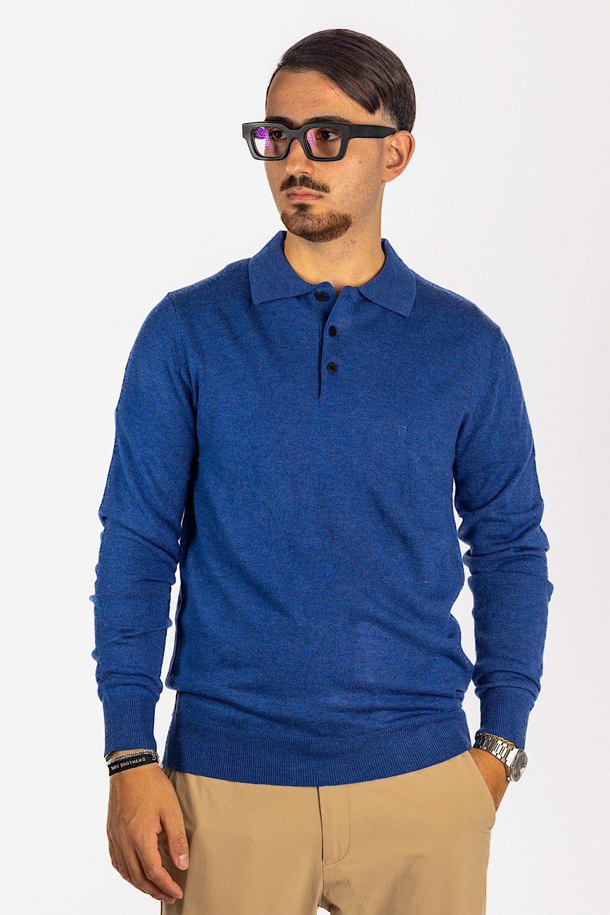 Pull polo en laine mélangée <tc>"20€ de réduction au deuxième"</tc> | Bleu clair 03