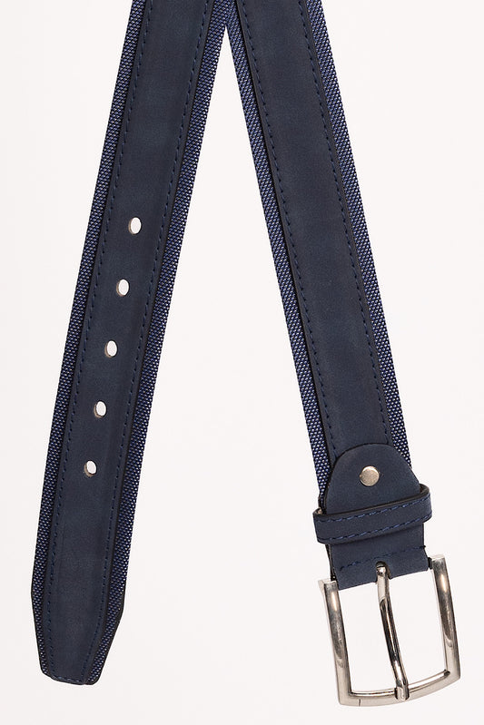 Ceinture en faux cuir double tissu | Bleu foncé