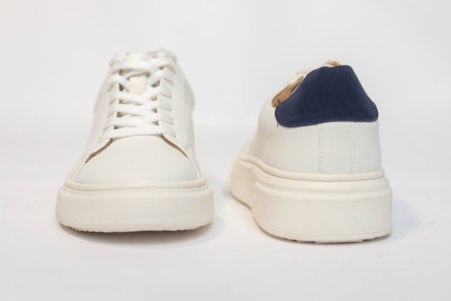 White Sneakers With Blue Back