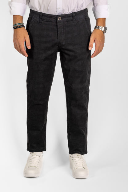 Pantalon slim à carreaux <tc>"20€ de réduction au deuxième"</tc> | Noir