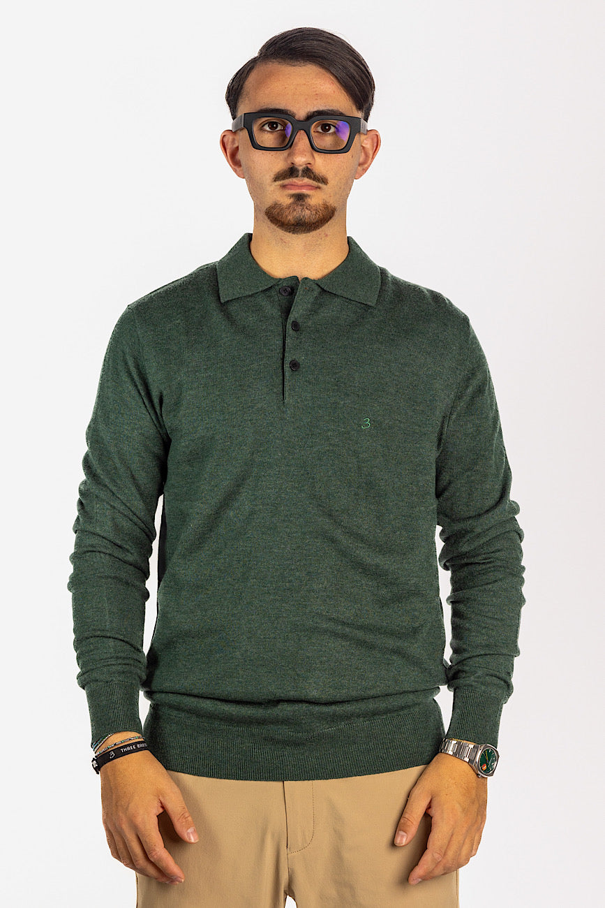 Wool Blend Polo Pullover<tc>"€20 discount on the second"</tc> | Forest Green 12