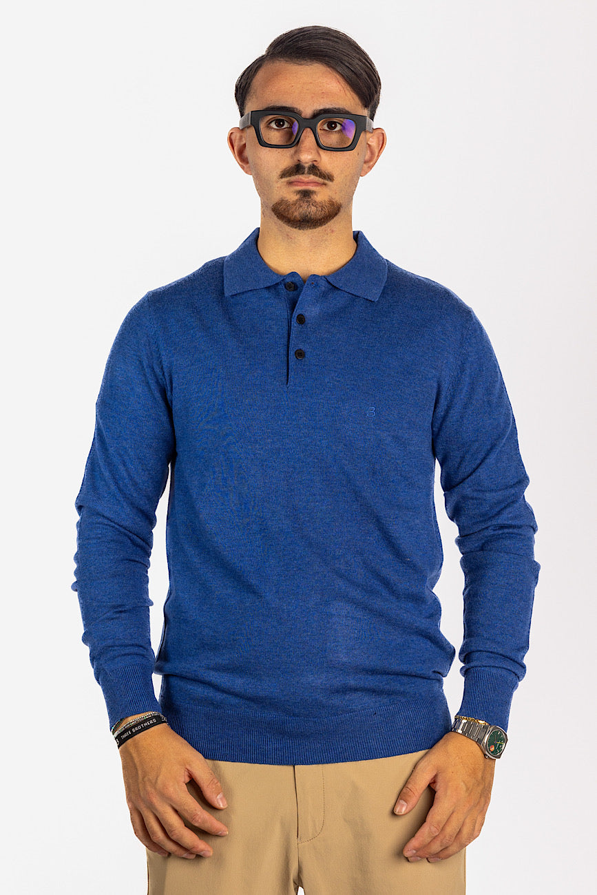 Wool Blend Polo Pullover <tc>"€20 discount on the second"</tc> | Light blue 03