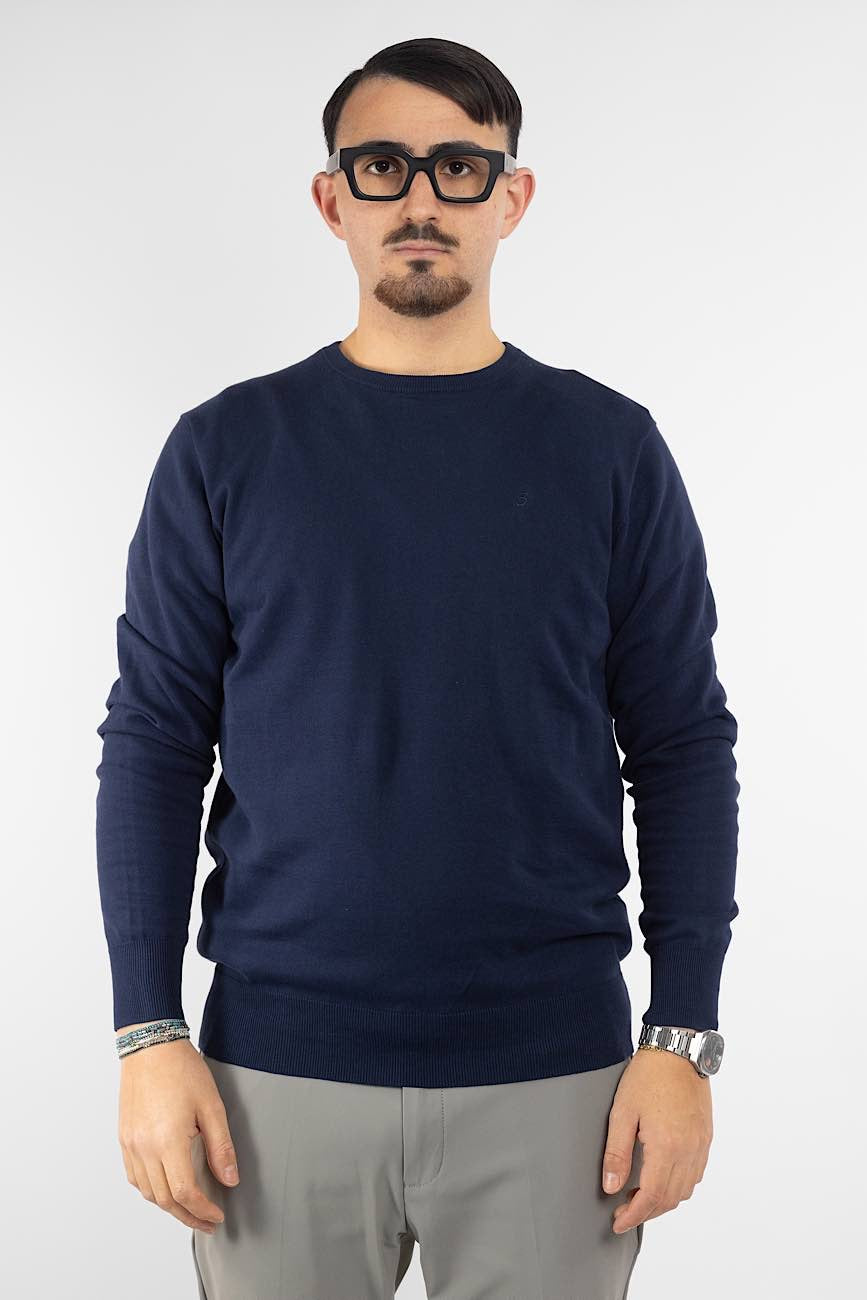 Pullover Girocollo 100% Cotone | 2 per €40 | Blu 20