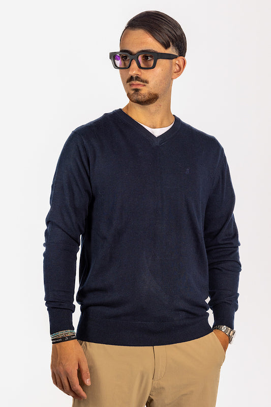 Pullover Collo a V Misto Lana 2 per €40 | Blu 20