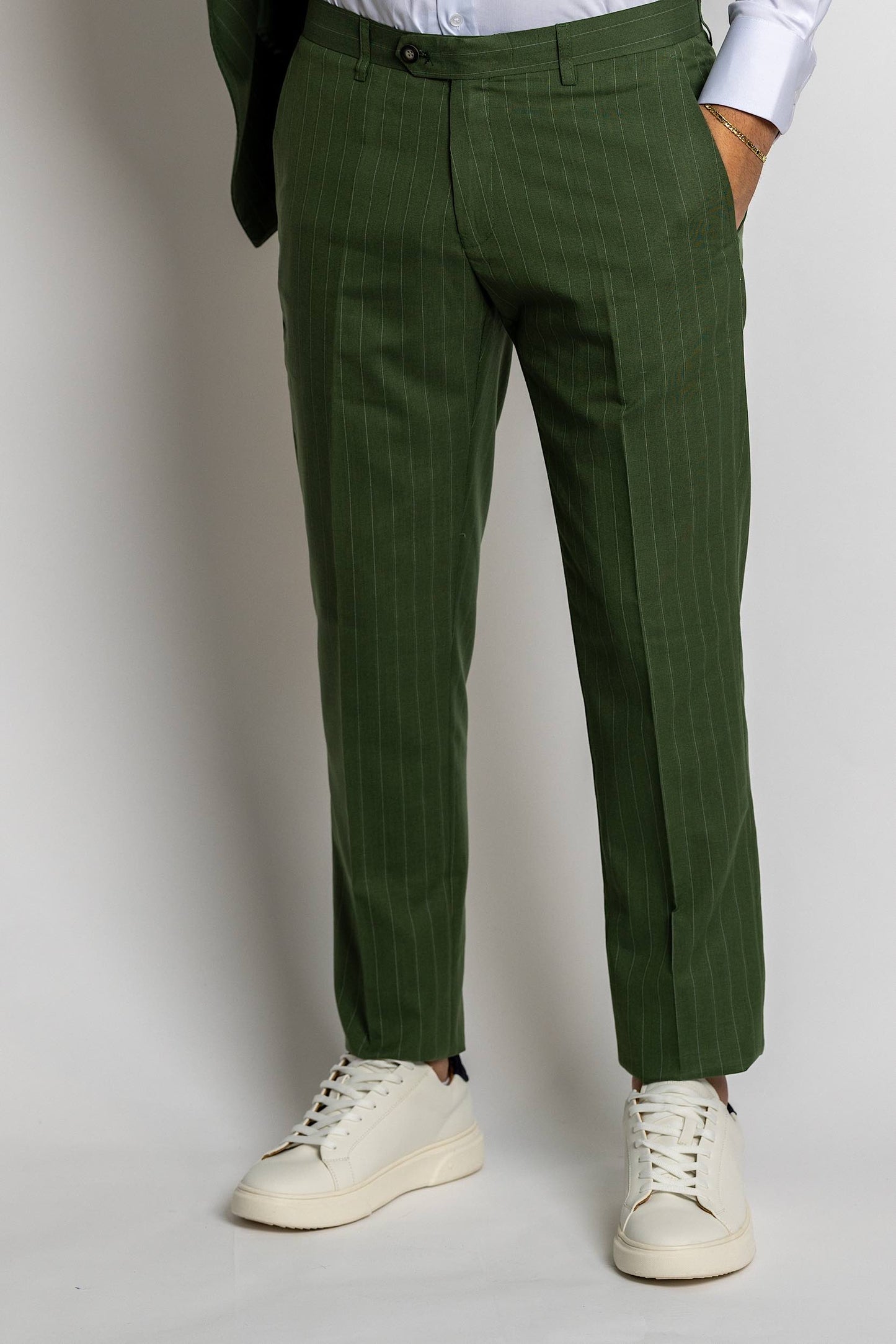 Double Breasted Pinstripe Suit | Green