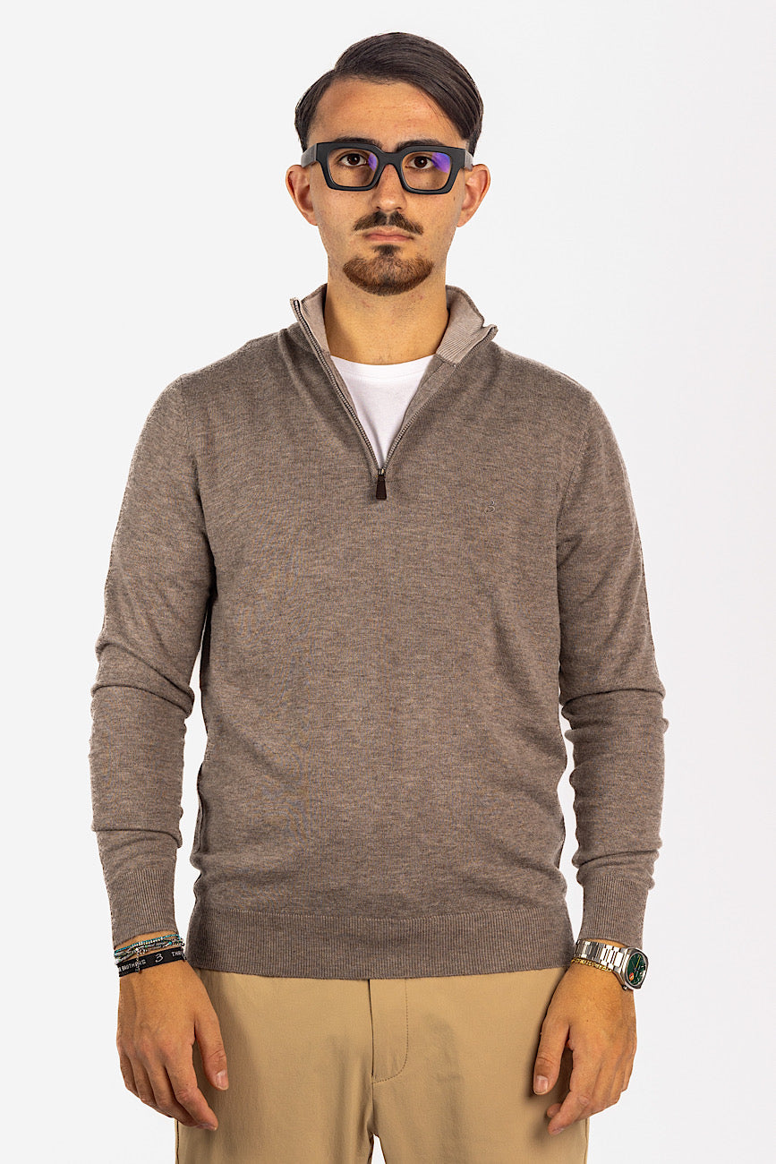 Pullover Mezza Zip Misto Lana 2 per €40 | Tortora 33