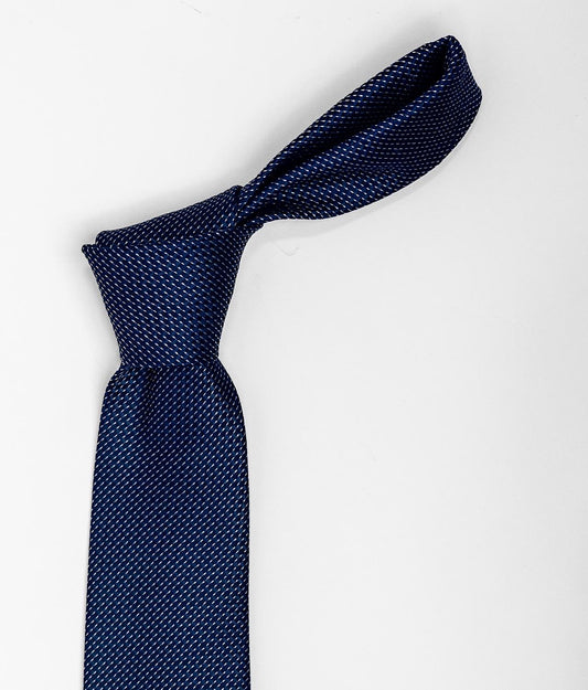 Cravatta Blu | Fantasia Spigata Bianca