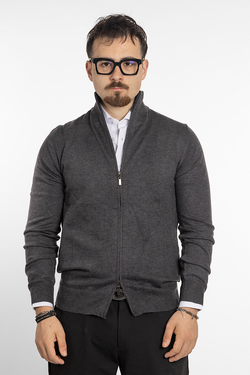 Wool Blend Full Zip Pullover | <tc>"€20 discount on the second"</tc> | Dark Grey