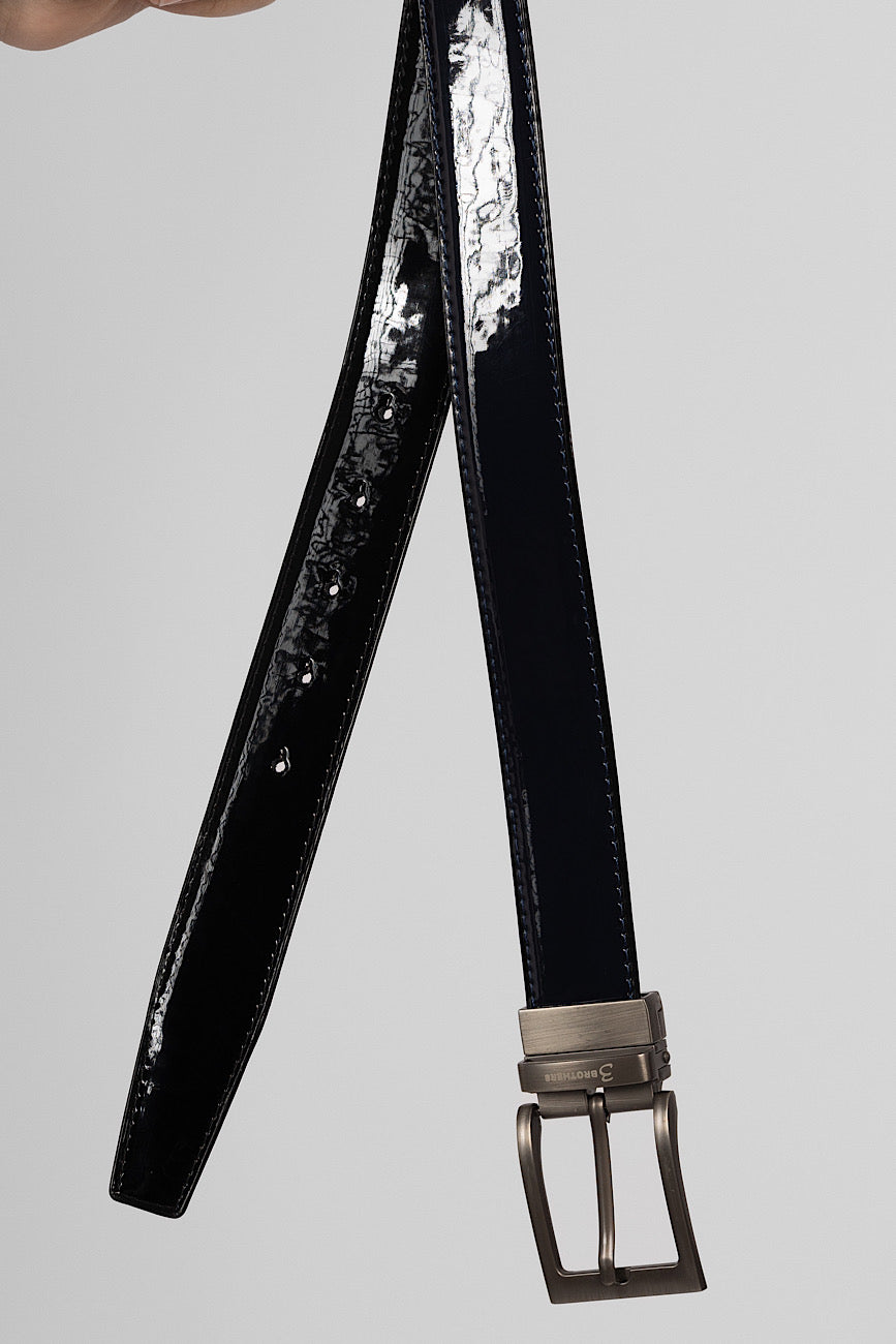 Shiny Reversible Belt | Blue and Black