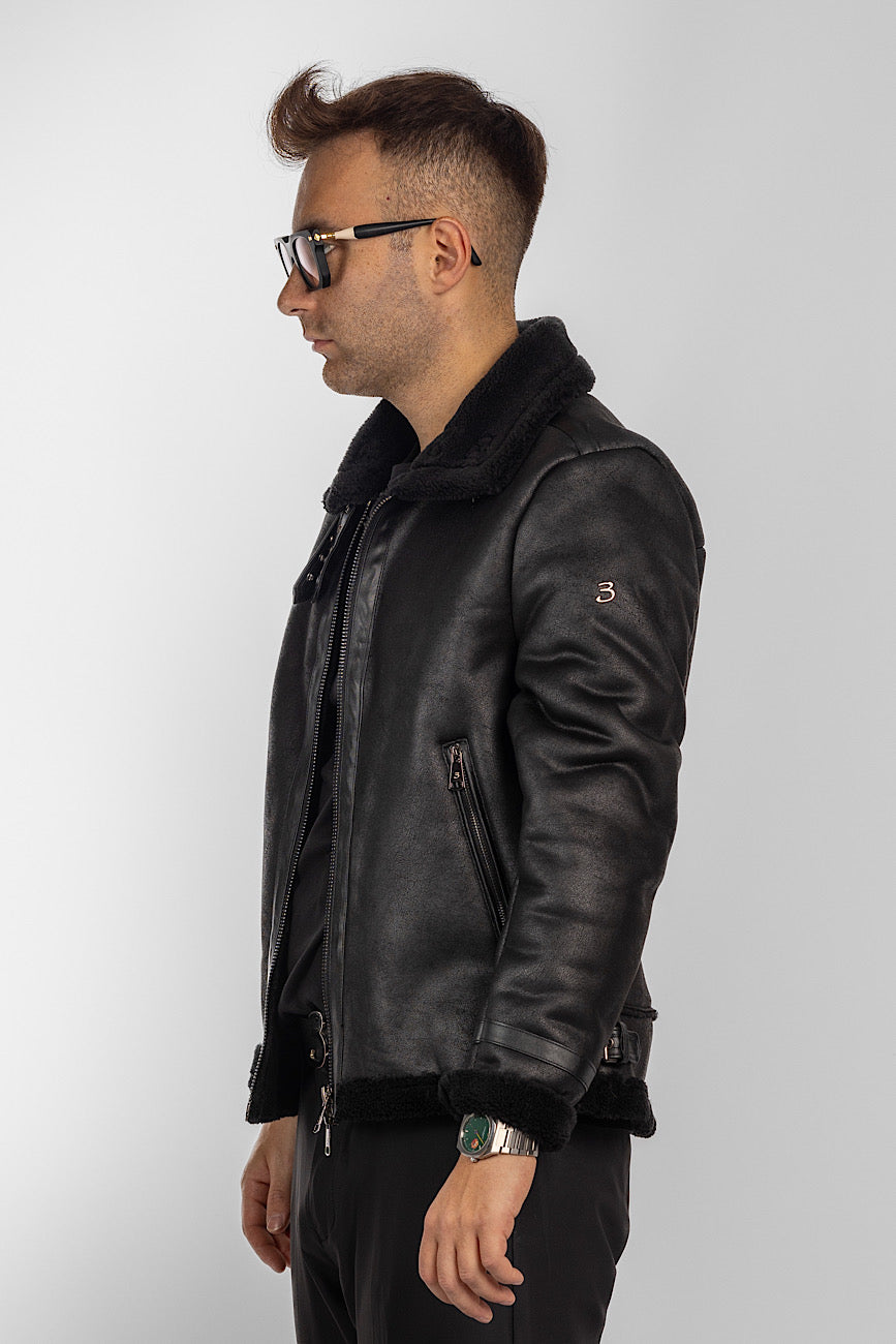 Ecological sheepskin Aviator model | Black