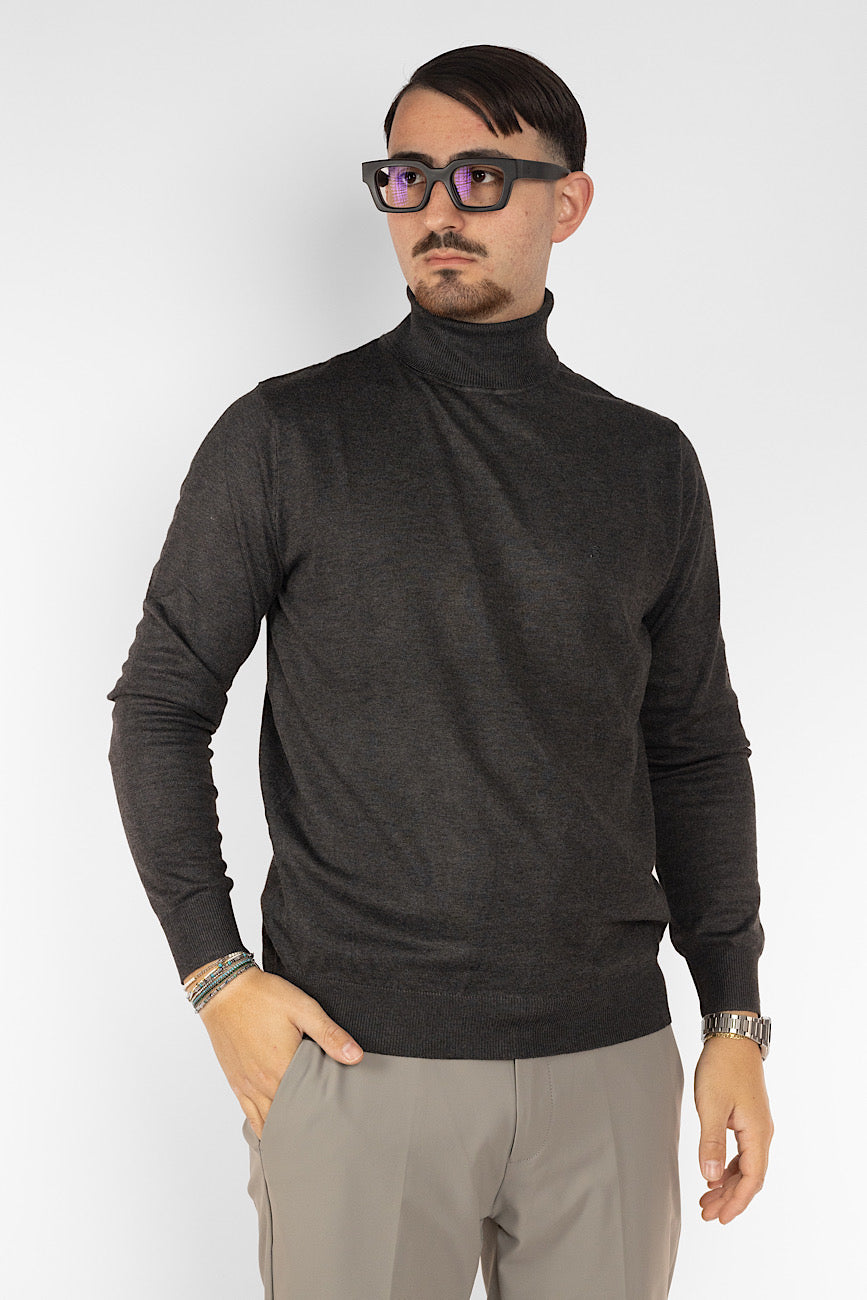 Hochgeschlossener Pullover | 2 + 1 Gratis | Dunkelgrau