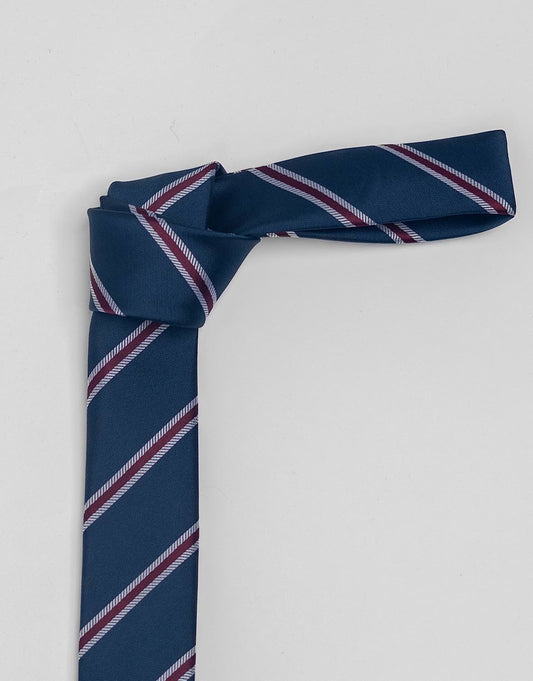 Cravattino Blu | Righe Bianco-Rosse