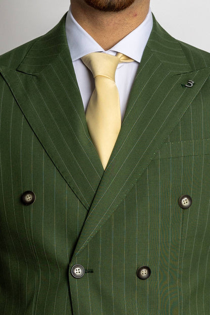 Double Breasted Pinstripe Suit | Green