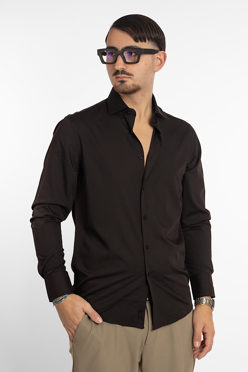 Chemise basique slim sans repassage | Noir