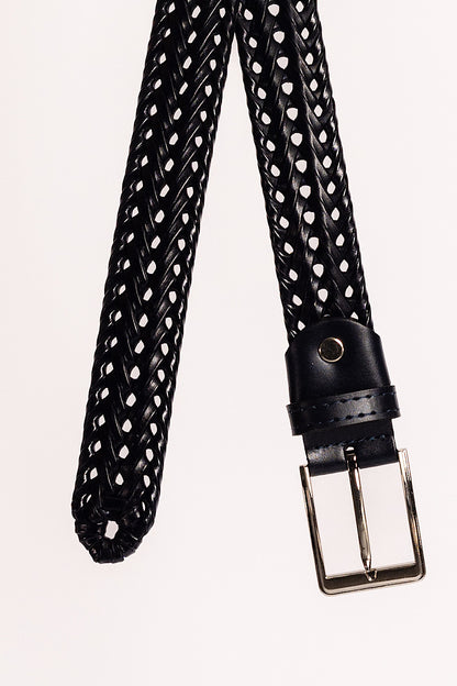 Woven Faux Leather Belt | Black