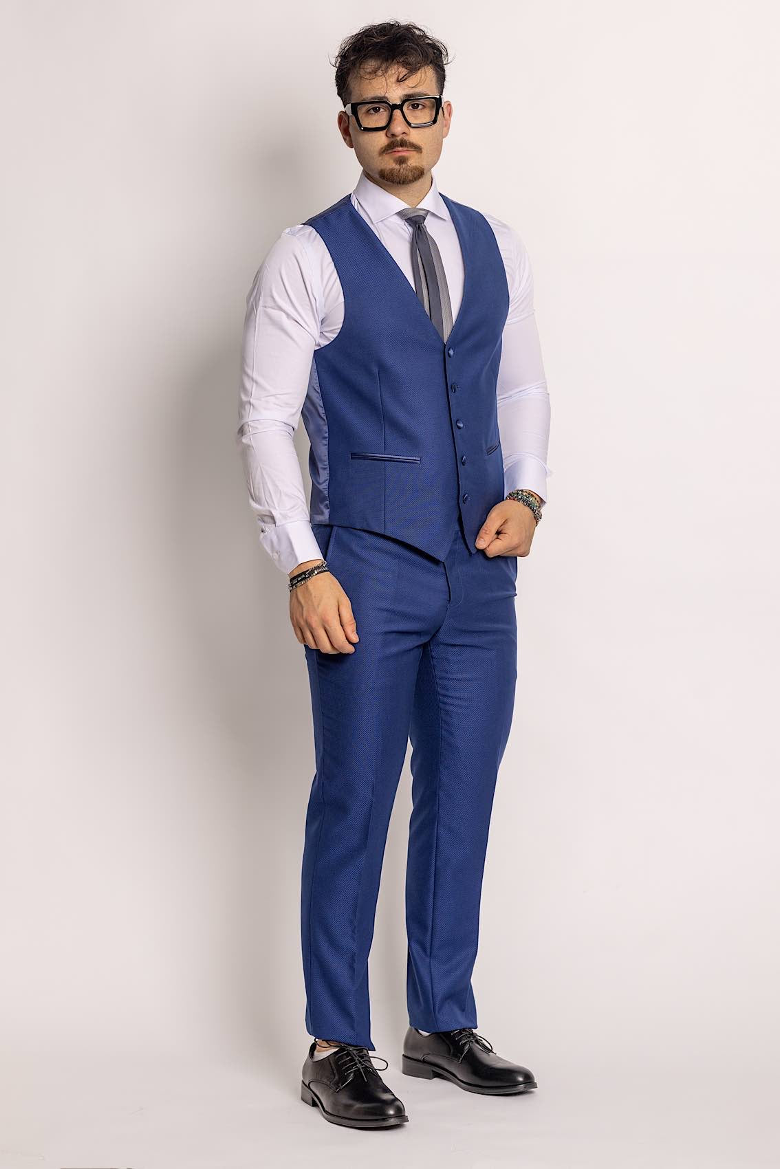 Smokingmodel Pak Met Vest | Elektrisch blauw