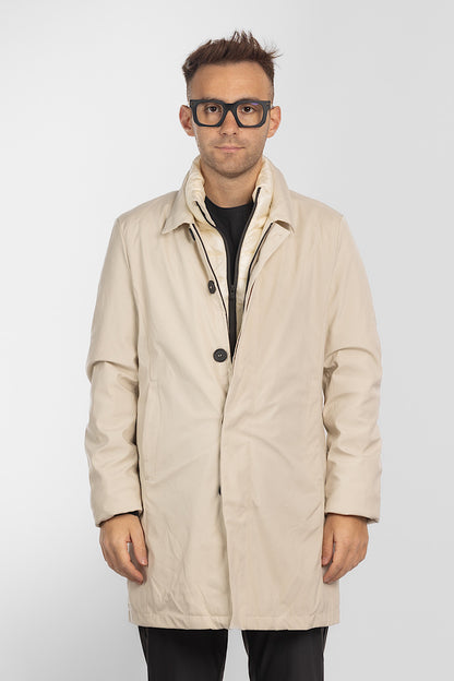 Padded Technical Fabric Trench | Cream