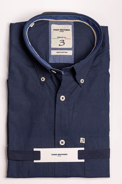 Chemise Bleu Clair à Pois Coupe Régulière