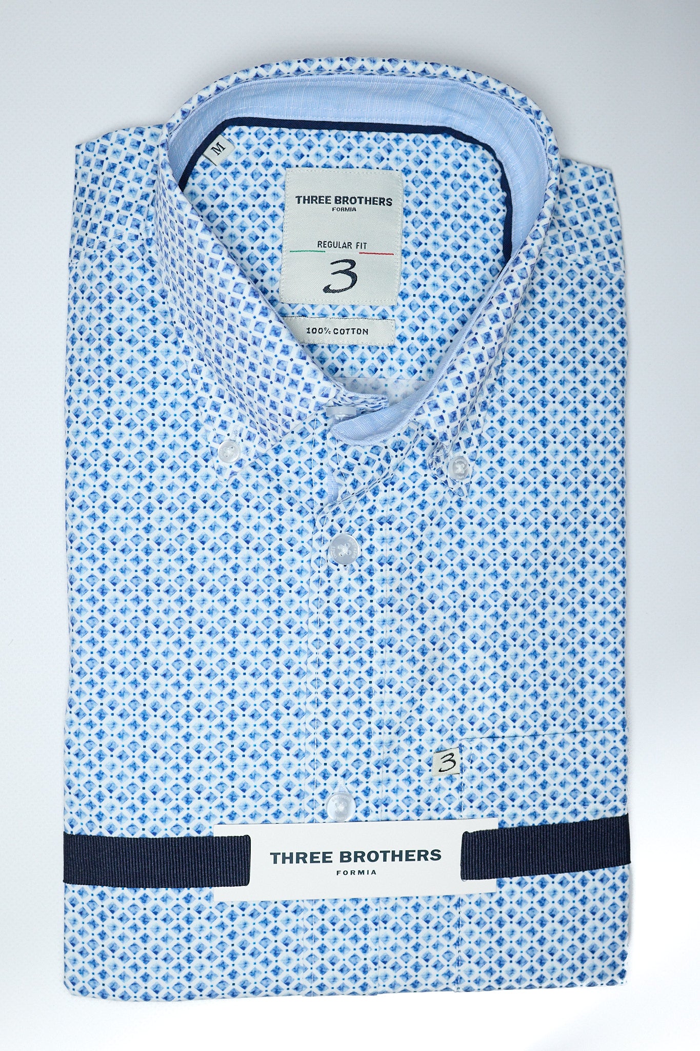 Camicia Button Down Regular Fantasia | Rombetti Blu e Celeste 09