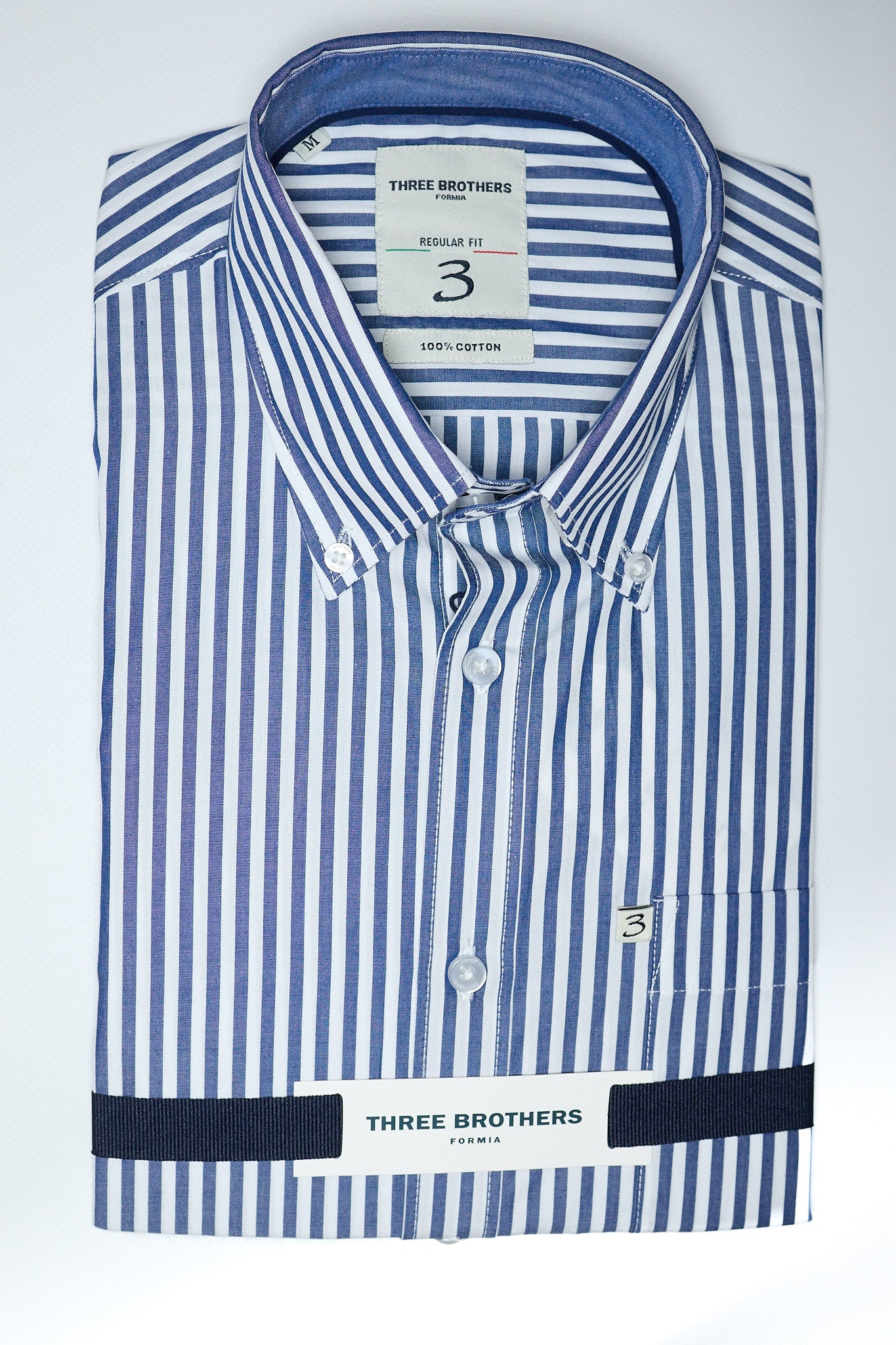 Camicia Button Down Regular Riga Larga | Blu 90