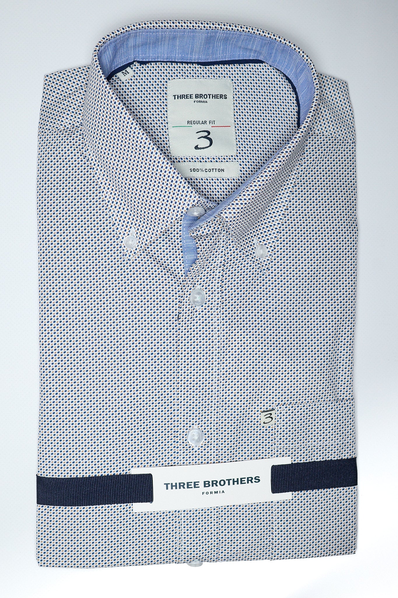 Camicia Button Down Regular Fantasia | Puntini Blu e Beige 17