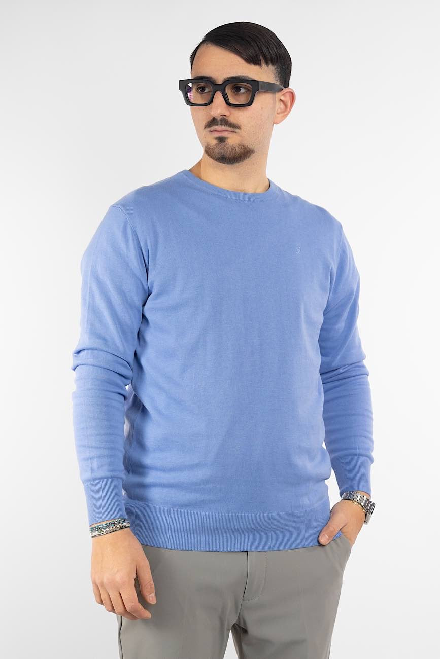 Pullover Girocollo 100% Cotone | 2 per €40 | Celeste 04