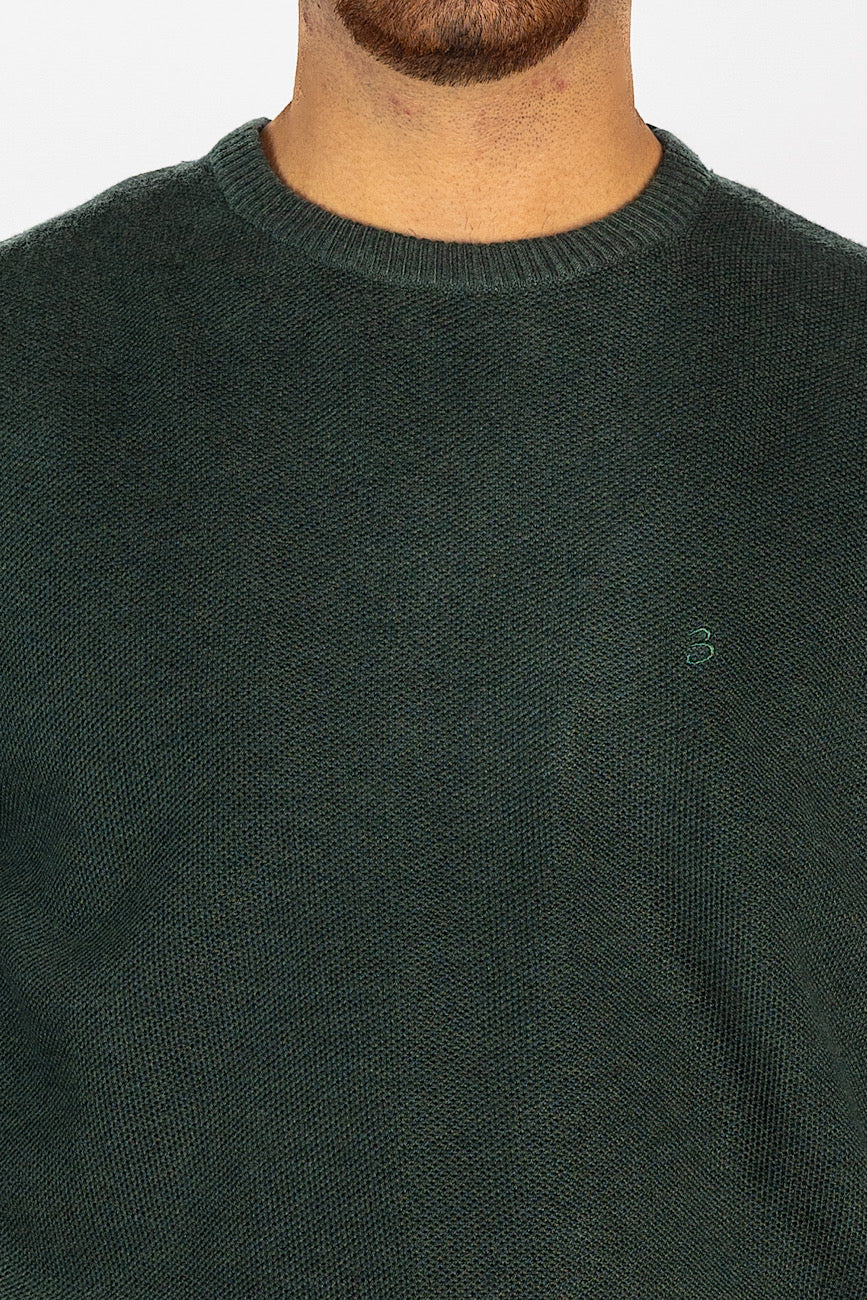 Crewneck Sweater Wool Blend Worked<tc>"€20 discount on the second"</tc> | Green F32