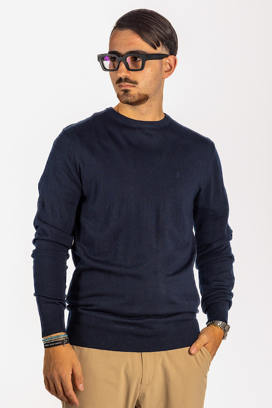 Wool Blend Crew Neck Pullover <tc>"€20 discount on the second"</tc> | Blue 20