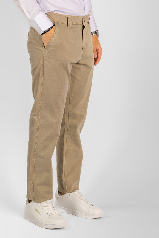 Pantalón regular con estampado de pierna suave <tc>"€20 de descuento en el segundo"</tc> | BR003 Beige