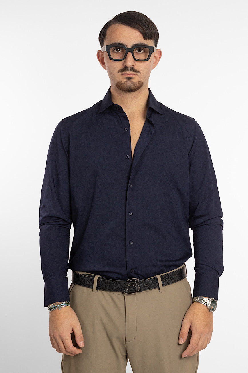 Chemise basique slim sans repassage | Bleu