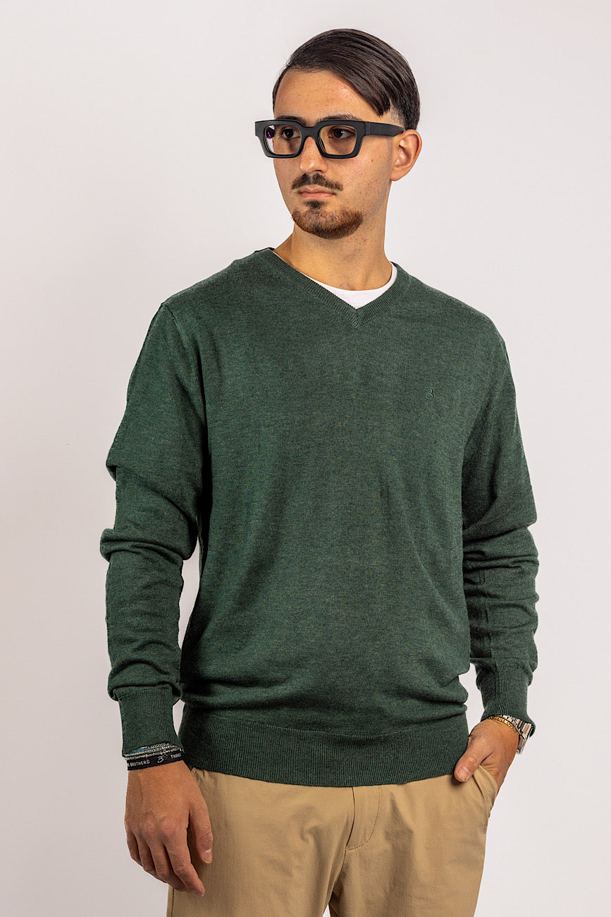 Wool Blend V-Neck Pullover <tc>"€20 discount on the second"</tc> | Forest Green 12