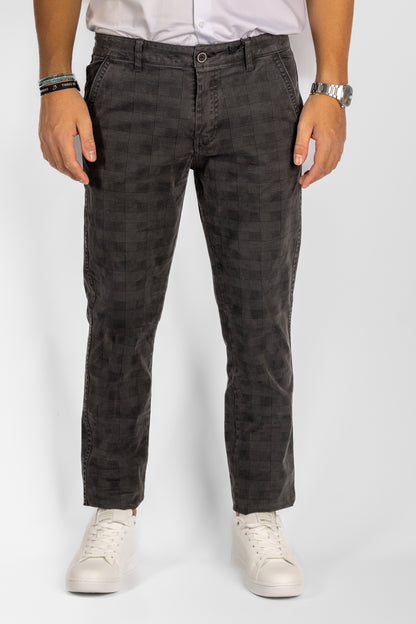 Pantalon slim à carreaux <tc>"20€ de réduction au deuxième"</tc> | Gris