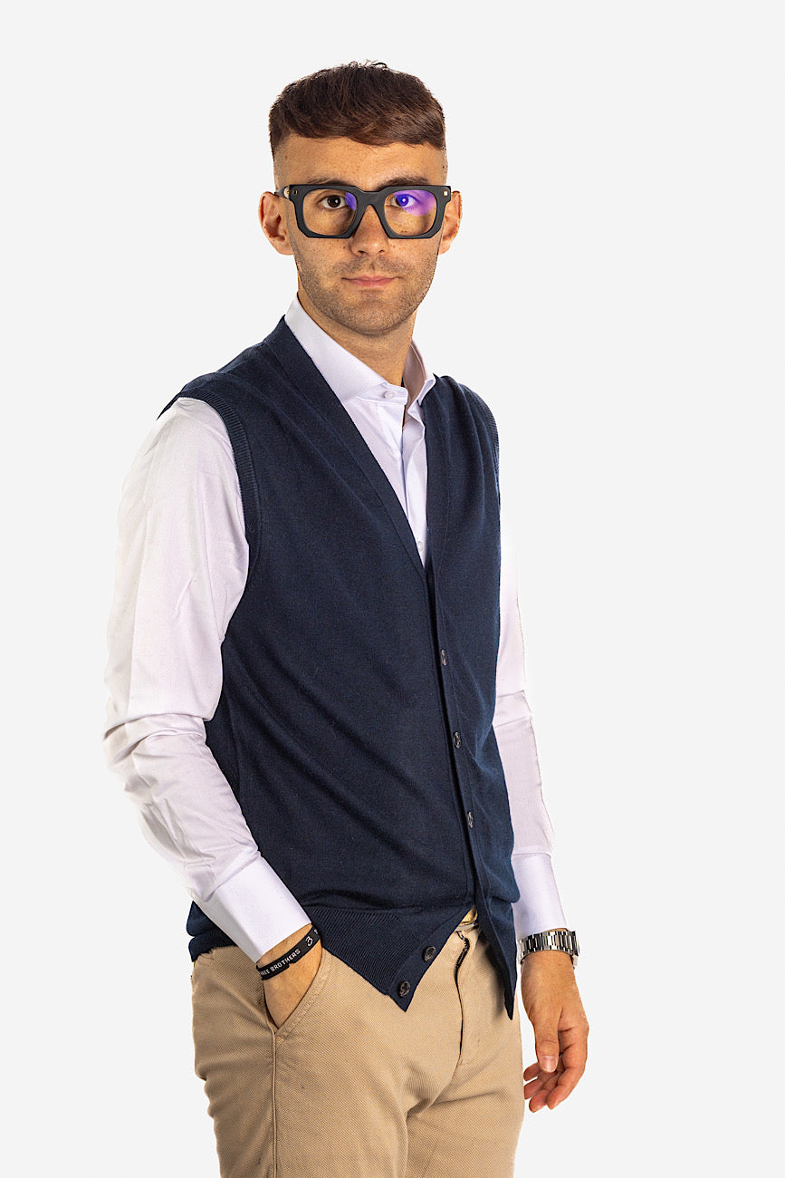 Cardigan Vest Button Up | Wool Blend Pullover<tc>"€20 discount on the second"</tc> | Blue 20