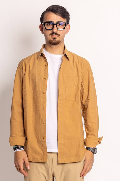 100% Cotton Basic Shirt Jacket | Tobacco